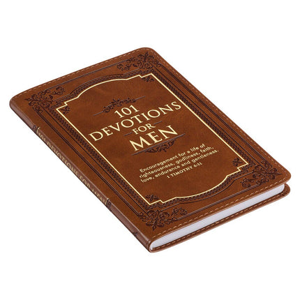 101 Devotions for Men Tawny Brown Faux Leather Devotional with Scripture Verses