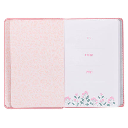 Devotional Look Up Girl Pink Faux Leather Flexcover With Satin Ribbon Marker