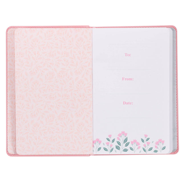 Devotional Look Up Girl Pink Faux Leather Flexcover With Satin Ribbon Marker