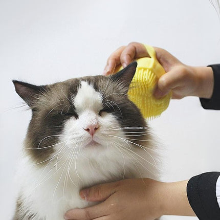 Pet Scrubber Bath Brush Shampoo Dispenser With Soft Silicone Bristles