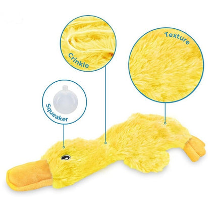 Pet Calming Crinkle Squeaky Duck Toy for Fetch and Chew