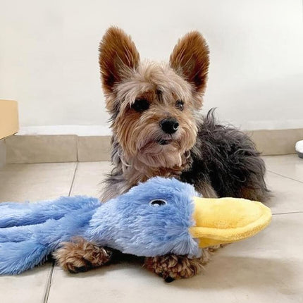 Pet Calming Crinkle Squeaky Duck Toy for Fetch and Chew