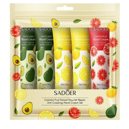 Fruit Extract Hand Cream Set Of 5 Avocado Grapefruit Lemon Non Greasy