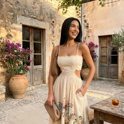 Aurelia Linen Maxi Dress Breathable Flowing Silhouette for Warm Weather