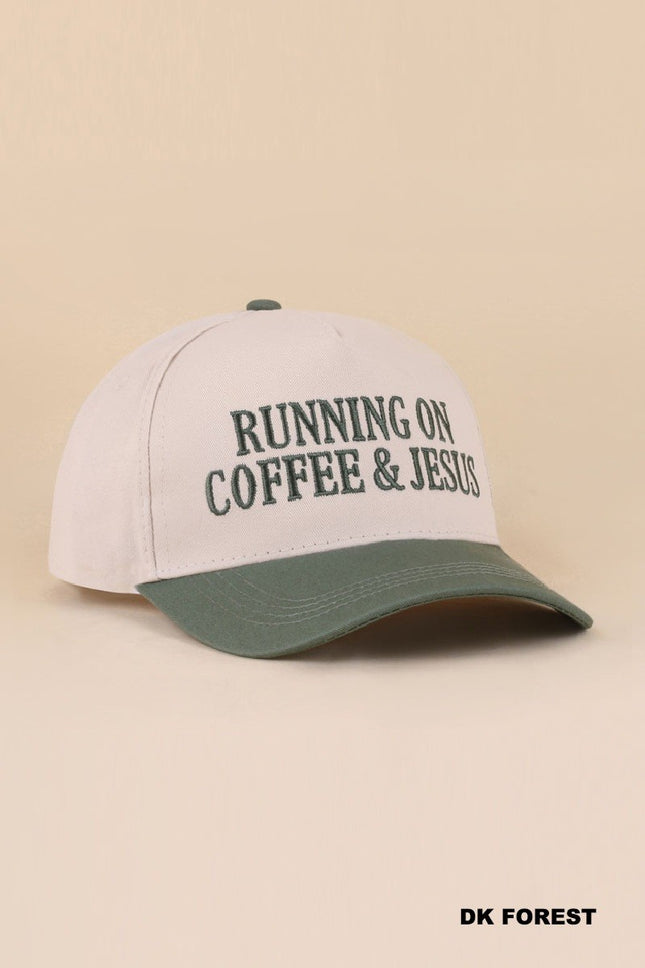 Running On Coffee And Jesus Two Tone Cotton Hat All Seasons Adjustable Strap