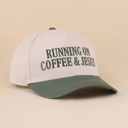 Running On Coffee And Jesus Two Tone Cotton Hat All Seasons Adjustable Strap
