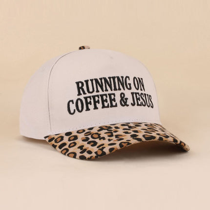 Running On Coffee And Jesus Two Tone Cotton Hat All Seasons Adjustable Strap