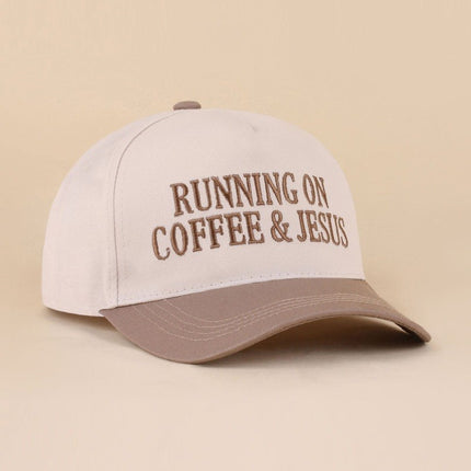 Running On Coffee And Jesus Two Tone Cotton Hat All Seasons Adjustable Strap