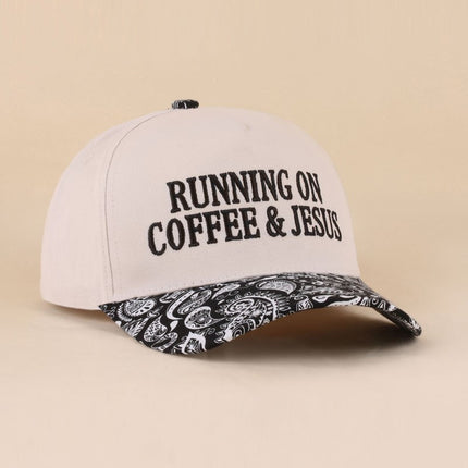 Running On Coffee And Jesus Two Tone Cotton Hat All Seasons Adjustable Strap