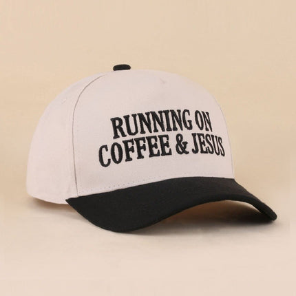 Running On Coffee And Jesus Two Tone Cotton Hat All Seasons Adjustable Strap