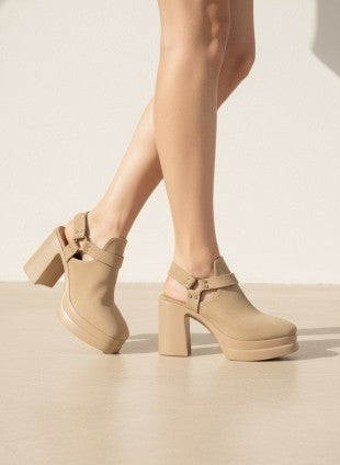 Palazzo Slingback Cutout Platform Bootie Chunky Block Heel