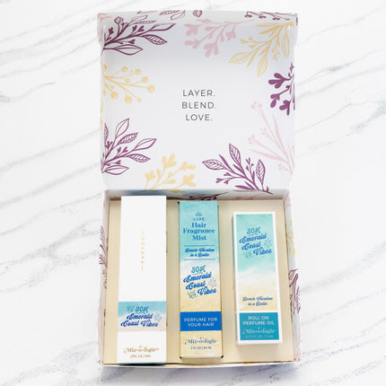 Perfume Gift Set Trio Party Pack With Rollerball Oil Parfum Spray And Hair Mist