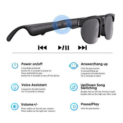 XG88 Pro IPX5 Waterproof AI Translator Smart Sunglasses Outdoor Sports Bluetooth