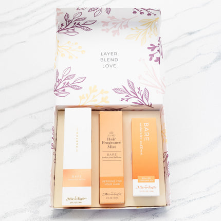 Perfume Gift Set Trio Party Pack With Rollerball Oil Parfum Spray And Hair Mist