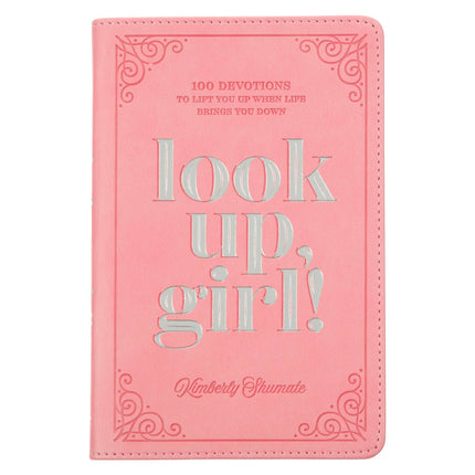 Devotional Look Up Girl Pink Faux Leather Flexcover With Satin Ribbon Marker