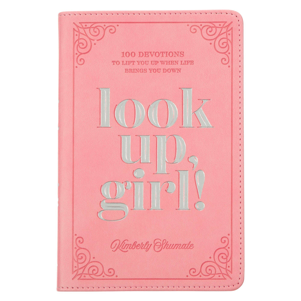 Devotional Look Up Girl Pink Faux Leather Flexcover With Satin Ribbon Marker